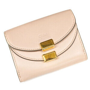 Chloe Georgia Compact Wallet Beige Leather